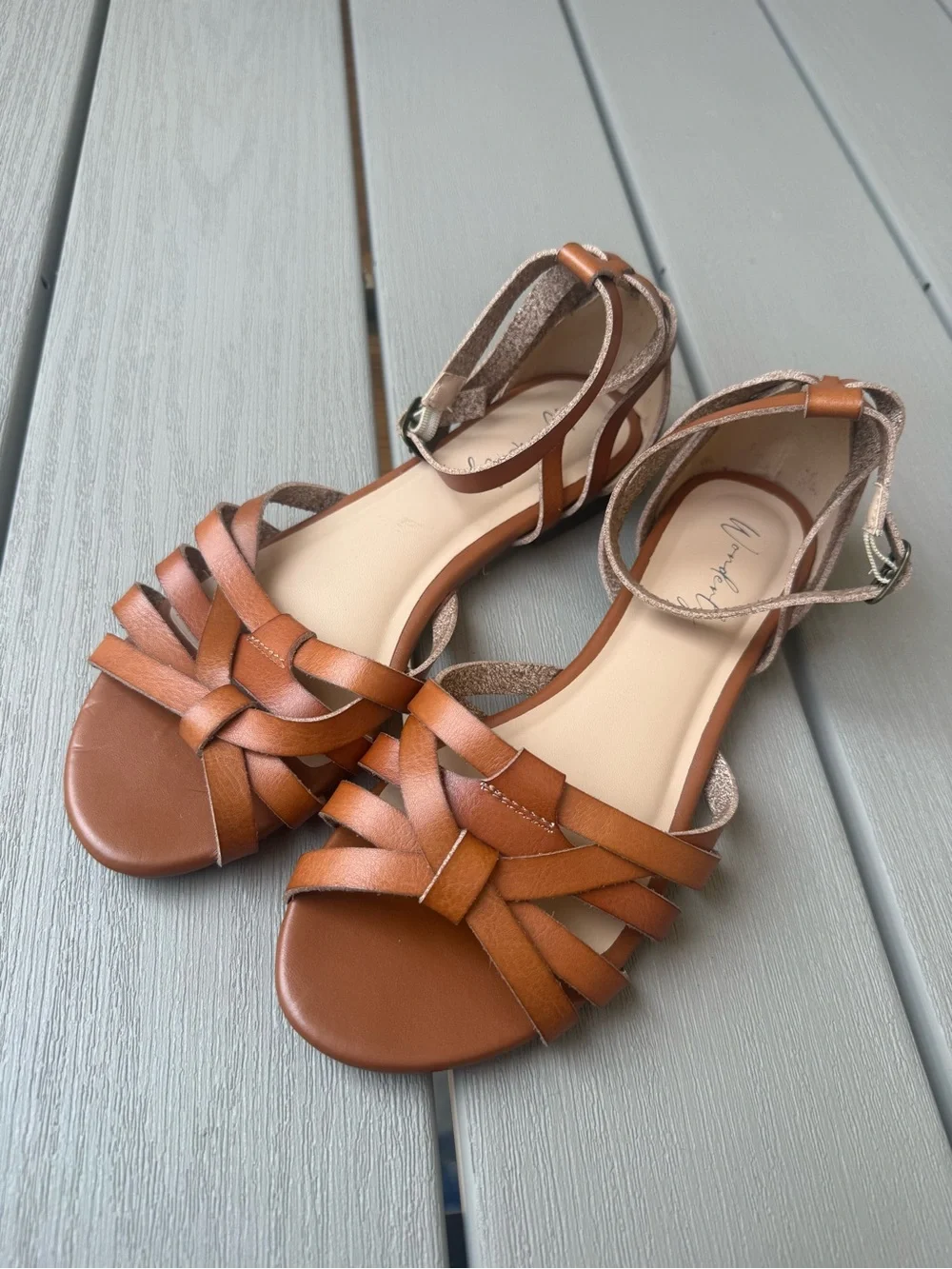 Wonderly Brown Woven Fisherman Ankle-Strap Sandals Women’s Size 9